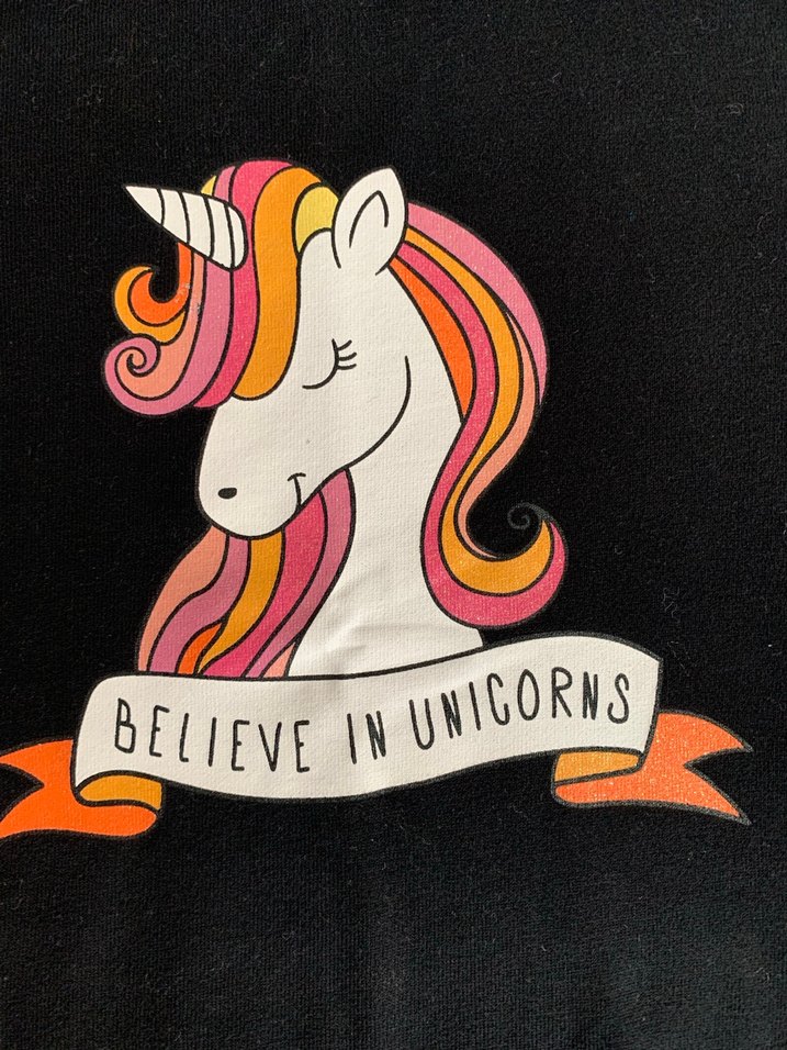 7-8 yaş Kız Çocuk Siyah Unicorn Baskılı Sweatshirt - Görsel 3