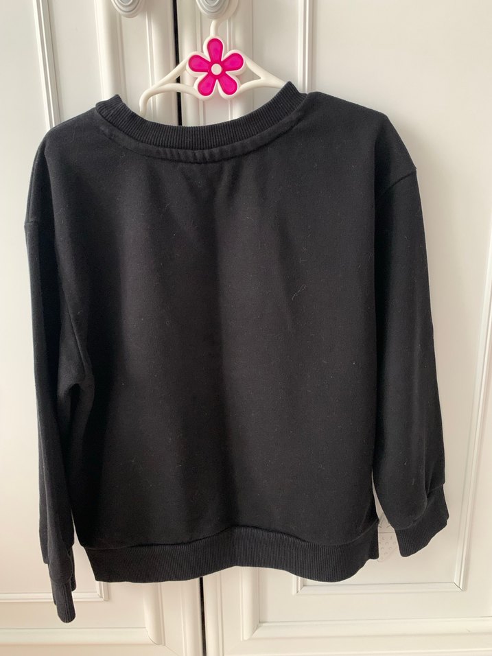 7-8 yaş Kız Çocuk Siyah Unicorn Baskılı Sweatshirt - Görsel 2