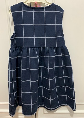 Düğmeli Lacivert 3-4 yaş ,Kareli Kolsuz Kız Elbisesi - Görsel 2