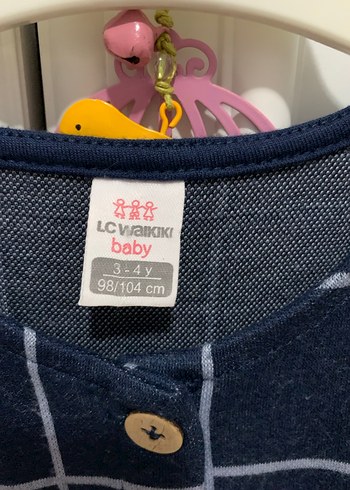 Düğmeli Lacivert 3-4 yaş ,Kareli Kolsuz Kız Elbisesi - Görsel 3