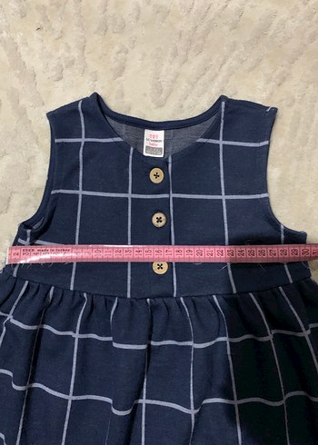 Düğmeli Lacivert 3-4 yaş ,Kareli Kolsuz Kız Elbisesi - Görsel 5