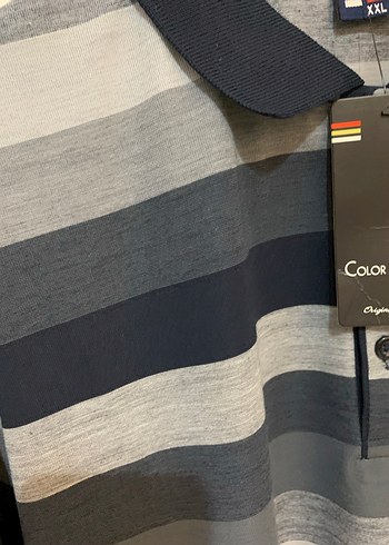 Gri Çizgili Uzun Kollu Polo Tişört - Görsel 5