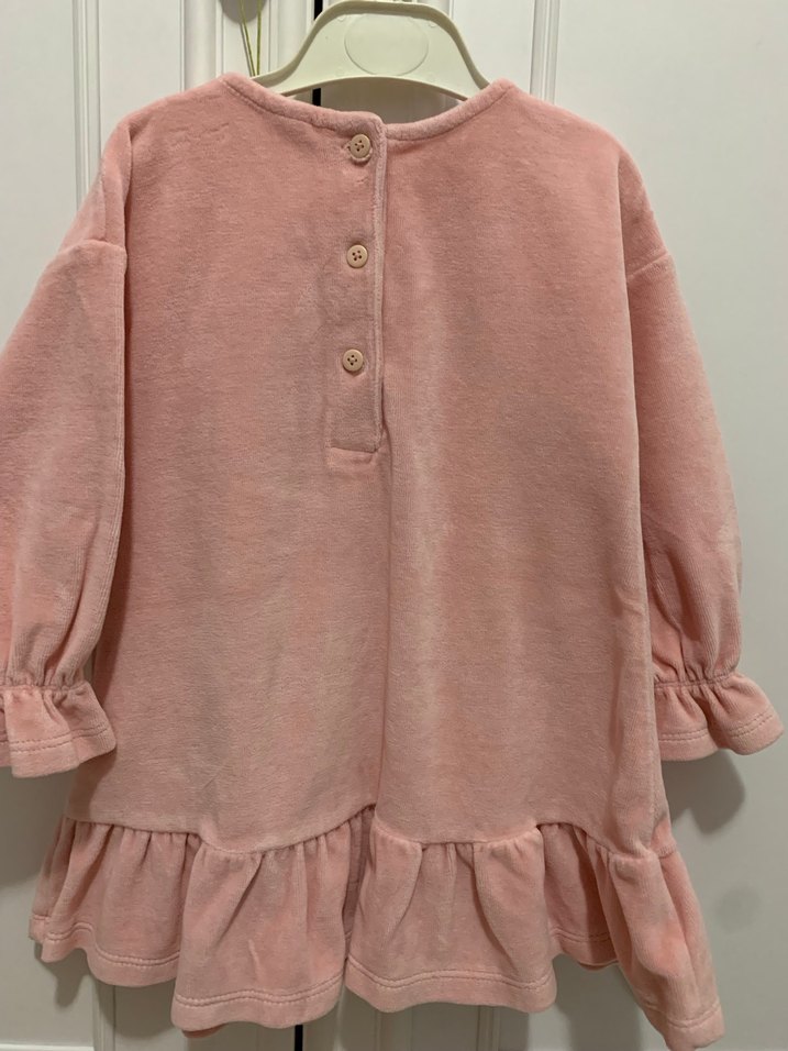 Pembe Uzun Kollu Kız Çocuk Elbise - Görsel 3