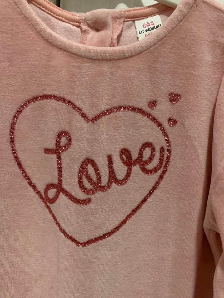 Pembe Uzun Kollu Kız Çocuk Elbise - Görsel 2