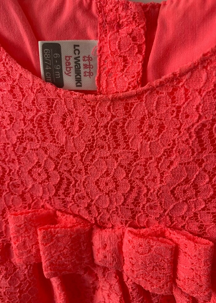 6-9 aylık neon pembe elbise - Görsel 2