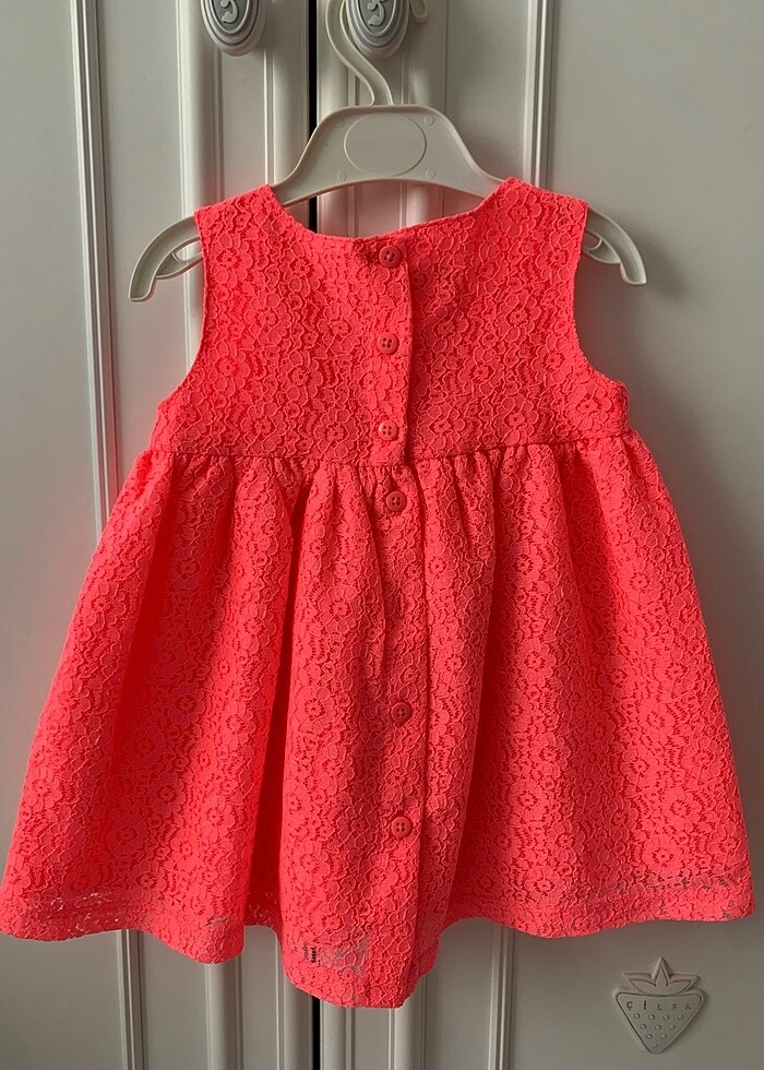 6-9 aylık neon pembe elbise - Görsel 3