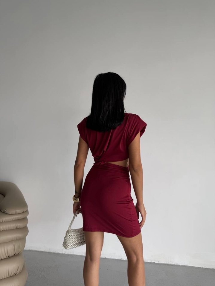 Kolları vatkalı mini elbise - Görsel 4