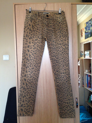 Leopar Desenli Jean/Kot Pantolon