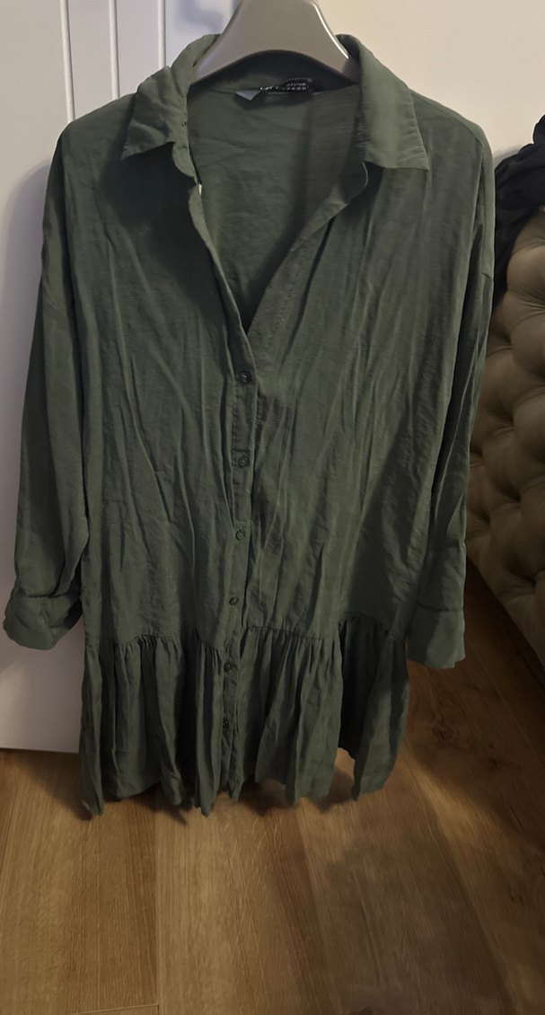 Uzun Kollu Keten Kadın elbise - Görsel 2