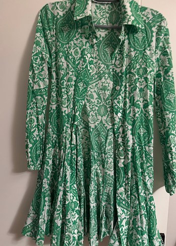Zara Desenli Yeşil elbise - Görsel 5