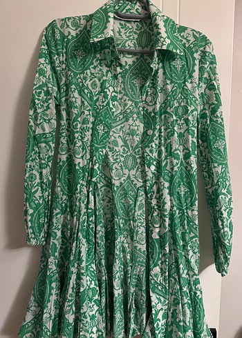 Zara Desenli Yeşil elbise - Görsel 4