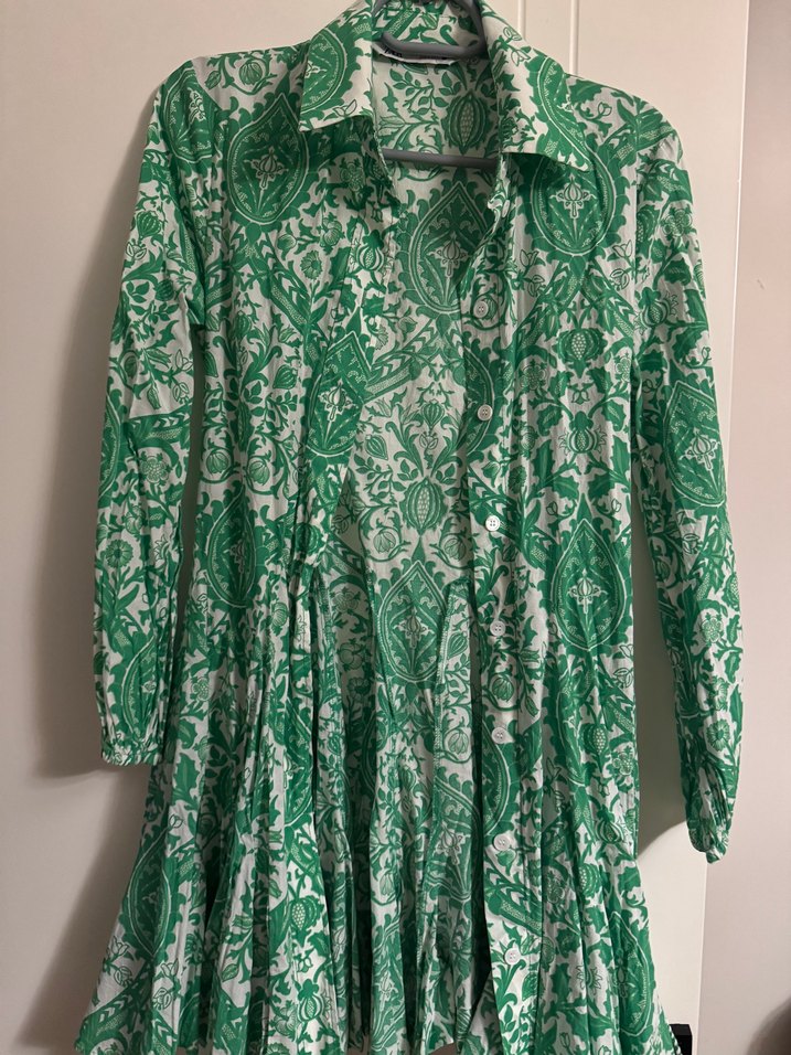 Zara Desenli Yeşil elbise - Görsel 4