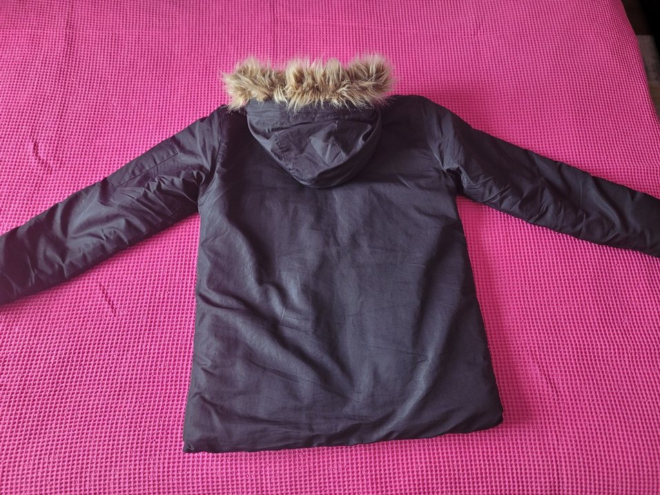 Çocuk/Genç Siyah Kürklü Kapüşonlu Kış Montu - Görsel 2