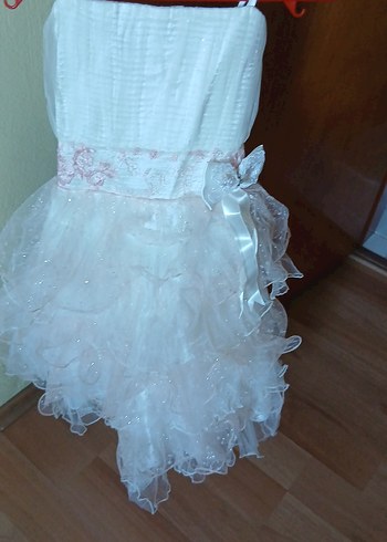 LC Waikiki Kız Çocuk Beyaz Mini Askılı Elbise
