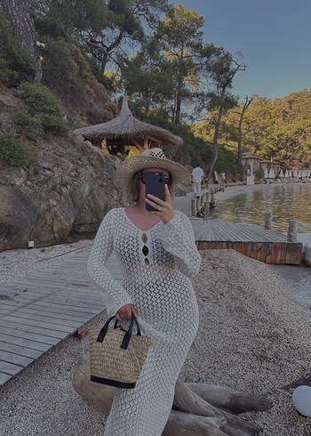 Suud Collection Dantel Detaylı Uzun Örgü Elbise