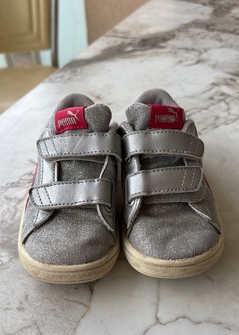 Kız Çocuk Gri Puma Spor Ayakkabı Velcro