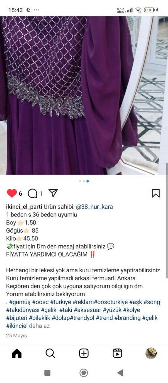 Boncuk İşlemeli Uzun Kollu Mor Abiye Elbise - Görsel 4