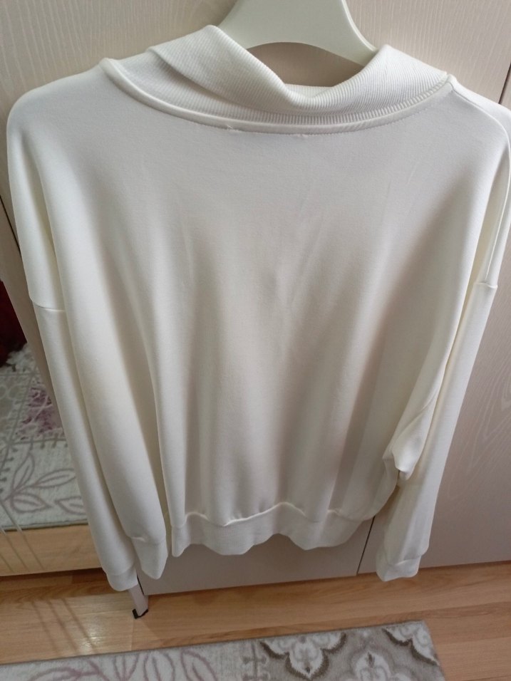 Fermuarlı Beyaz Kadın Gömlek - Görsel 5