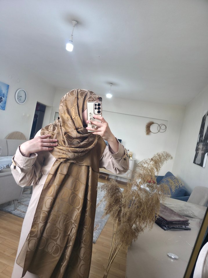 Kadın Kahverengi Parlak İpek Salaş Şal #İmannoor - Görsel 2