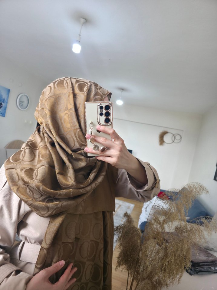 Kadın Kahverengi Parlak İpek Salaş Şal #İmannoor - Görsel 3