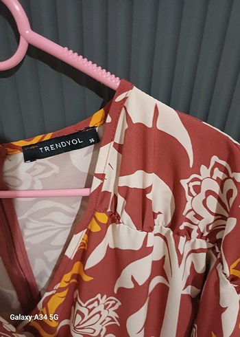 Bohem Uzun Kol V Yaka Elbise - Görsel 5