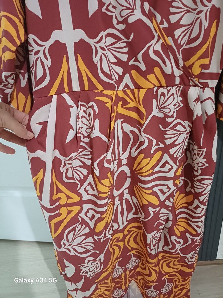 Bohem Uzun Kol V Yaka Elbise - Görsel 3