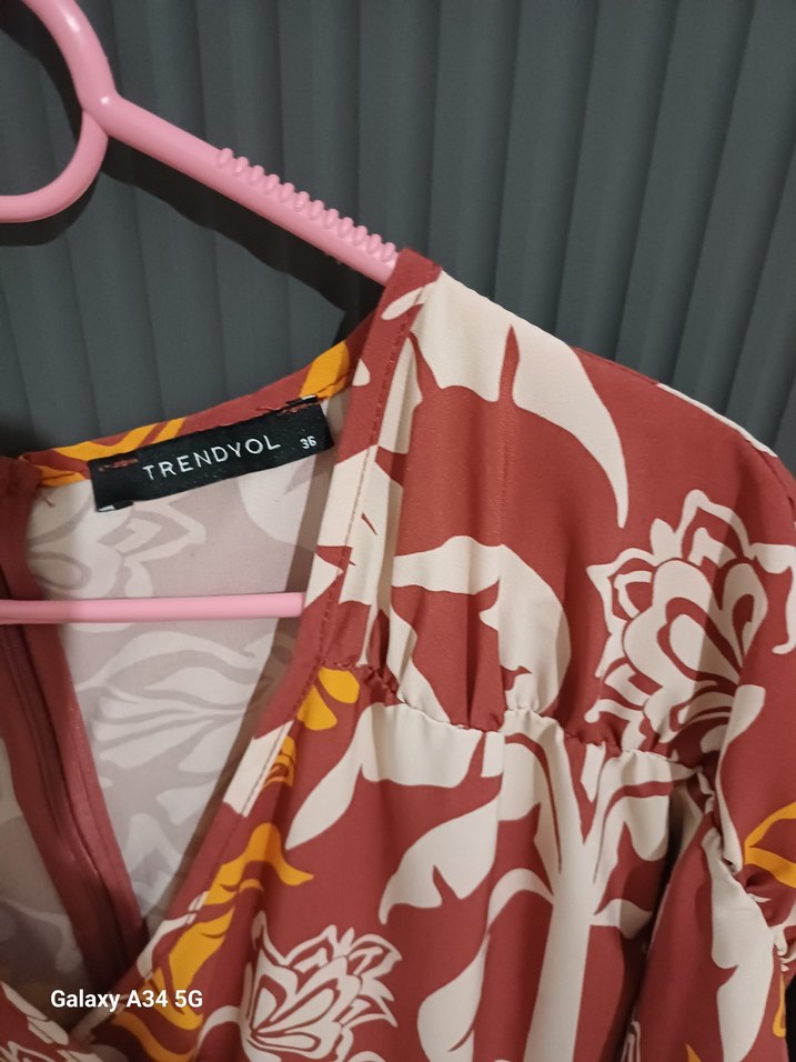 Bohem Uzun Kol V Yaka Elbise - Görsel 5