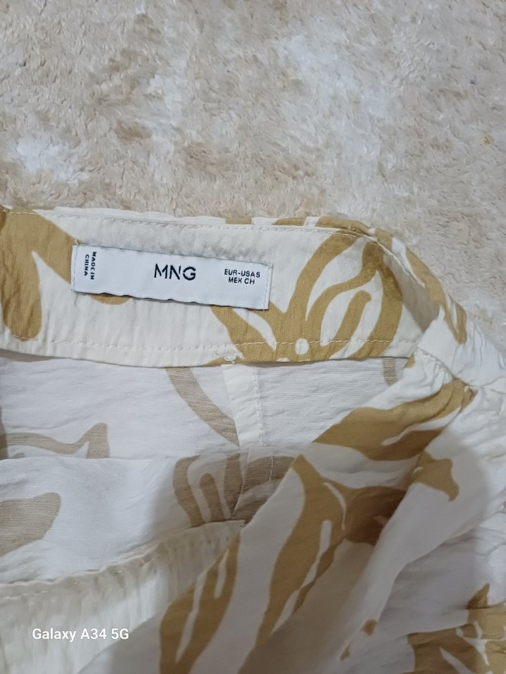 Beyaz Çiçek Desenli Uzun Keten Etek - Görsel 4