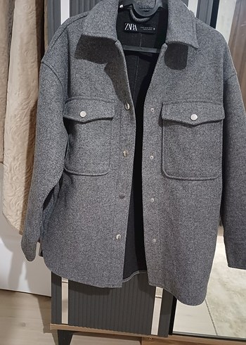 Gri Düğmeli Midi Kadın Kaban - Görsel 6