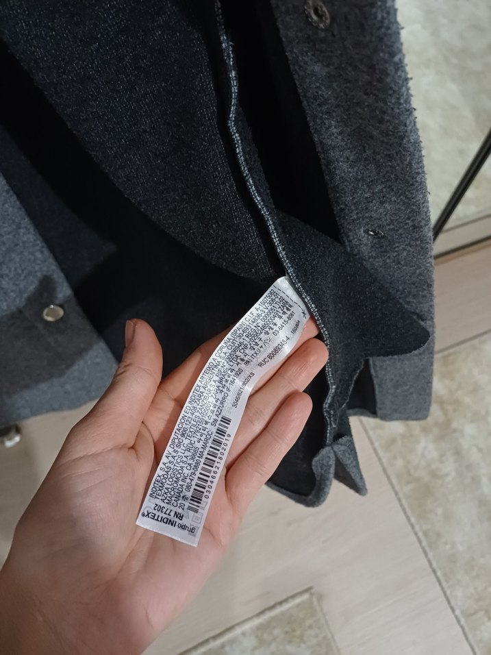 Gri Düğmeli Midi Kadın Kaban - Görsel 3