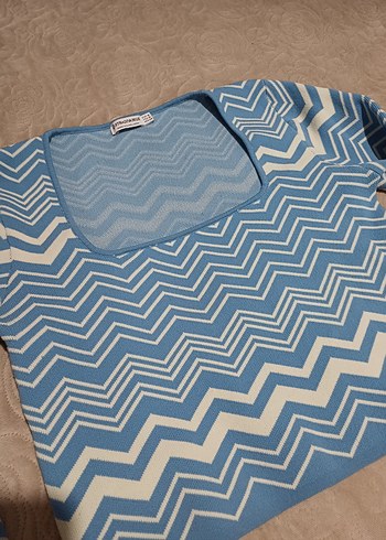 Trendy Mavi Desenli Kadın Triko Kazak - Görsel 4