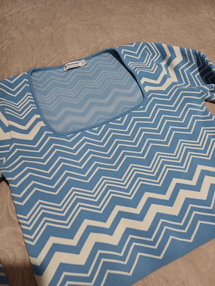 Trendy Mavi Desenli Kadın Triko Kazak - Görsel 4