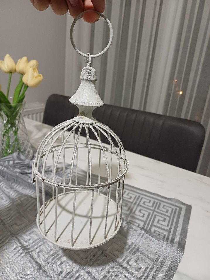 Beyaz Dekoratif Tel Kafes Mumluk - Görsel 3