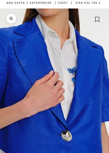 Mavi Mini Kadın Blazer Ceket - Görsel 7