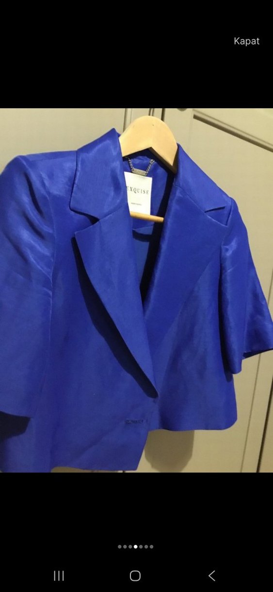 Mavi Mini Kadın Blazer Ceket - Görsel 5