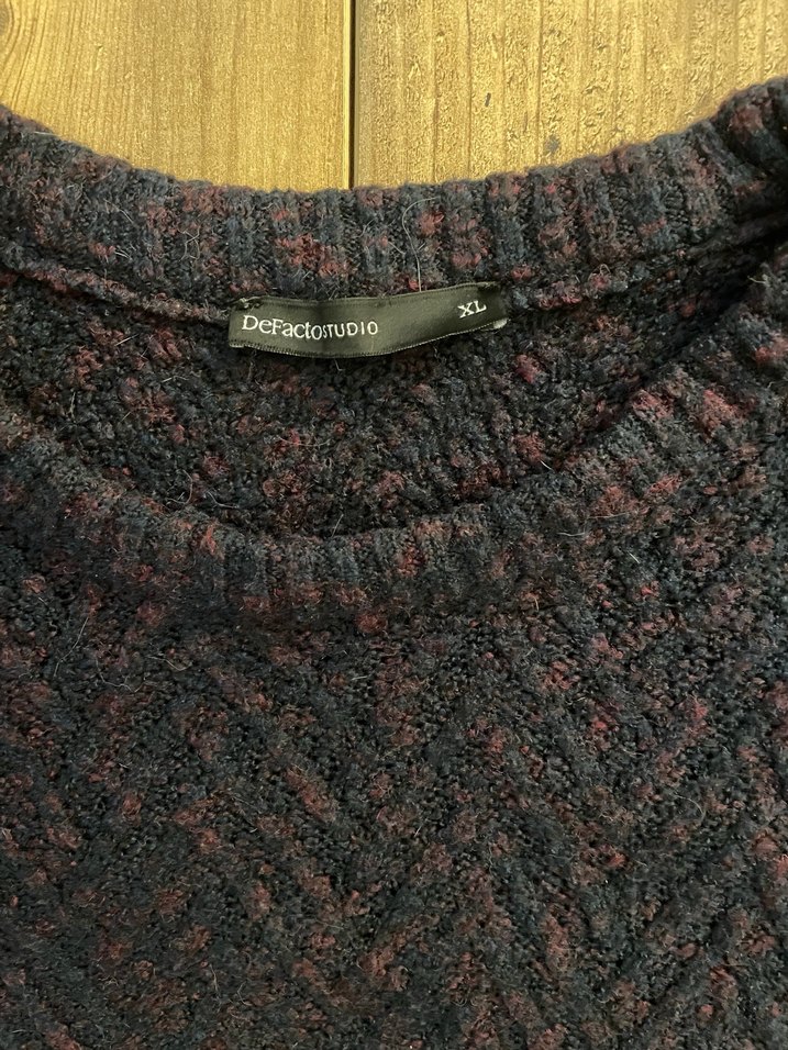 Defacto Unisex Örgü Kazak Yuvarlak Yaka - Görsel 5