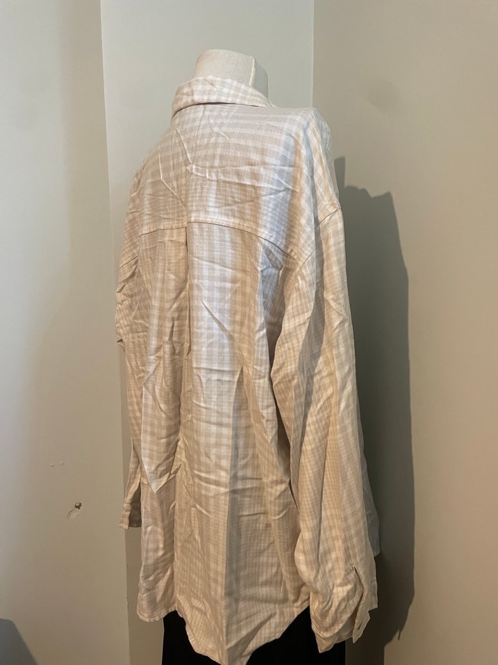 Bej Ekoseli Uzun Kollu Gömlek - Görsel 2