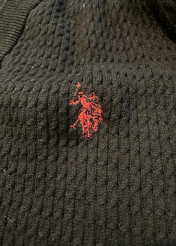 Us Polo Düğmeli Siyah Triko Hırka - Görsel 8