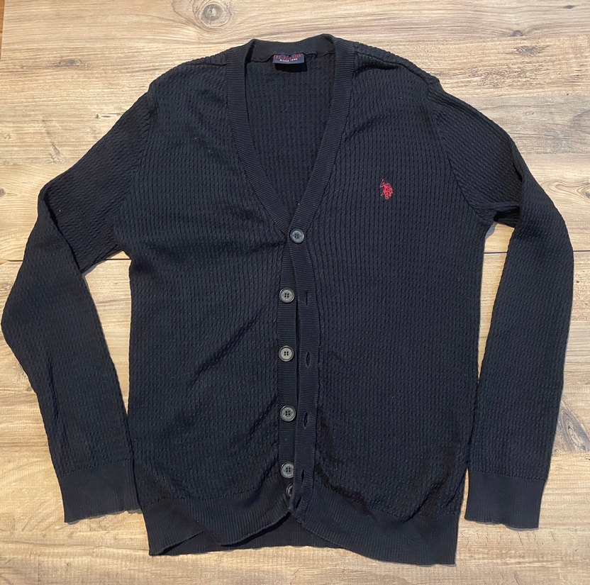 Us Polo Düğmeli Siyah Triko Hırka - Görsel 3