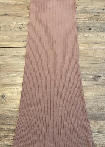 V Yaka Kolsuz Pembe Maxi Elbise - Görsel 4