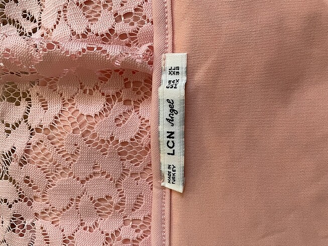 Somon renkli dantelli elbise - Görsel 5