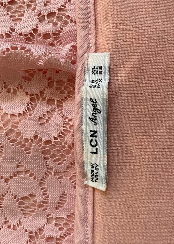 Somon renkli dantelli elbise - Görsel 5