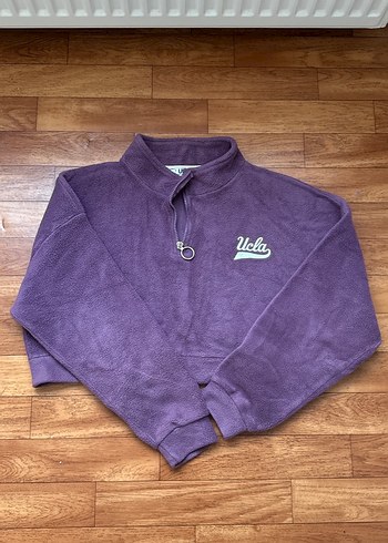 Mor Yarım Fermuarlı Uzun Kollu Sweatshirt