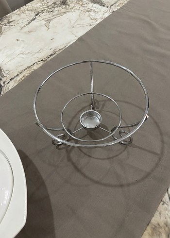 Gri Metal Ayaklı Porselen Yemek Isıtıcı - Görsel 3
