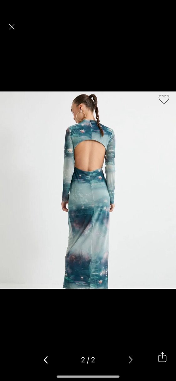 Mavi Uzun Kollu Drapeli Uzun Elbise - Görsel 2