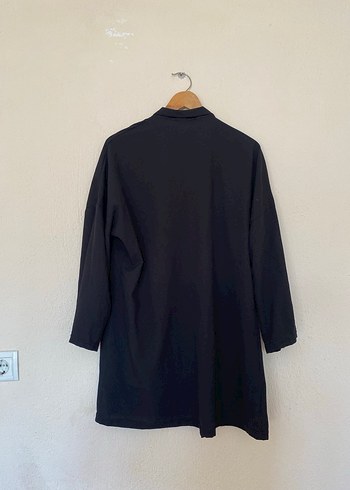 Siyah Uzun Keten Kadın Kimono - Görsel 3