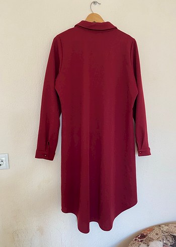 Bordo Uzun Kollu Düğmeli Kadın Tunik - Görsel 4