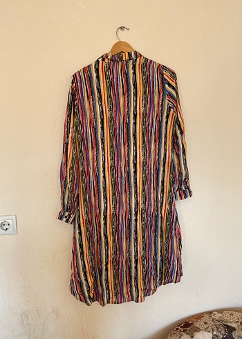 Renkli Bohem Uzun Kollu Düğmeli Tunik - Görsel 4