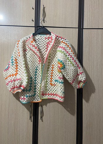 Renkli Örgü Mini Bohem Hırka - Görsel 2