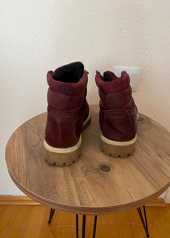 Bordo Süet Bağcıklı Kadın Bot - Görsel 4